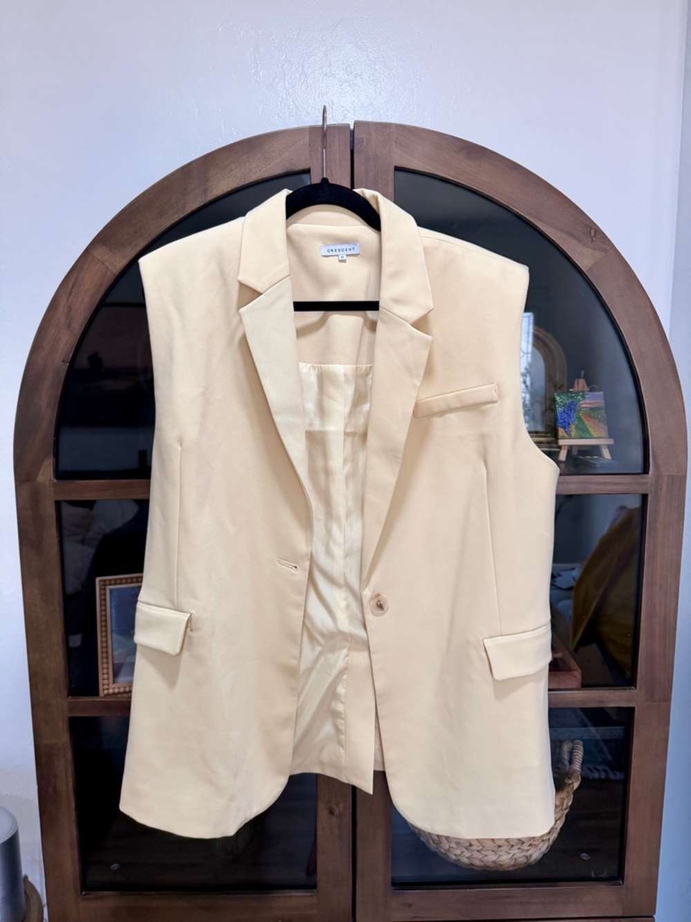 Crescent Cream Sleeveless Blazer Vest - Picture 1 of 6